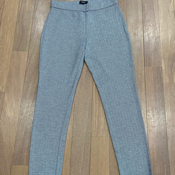 Theory Grey Knit Herringbone Skinny Pull on Pants Leggings sz M Wool blend - Picture 1 of 5
